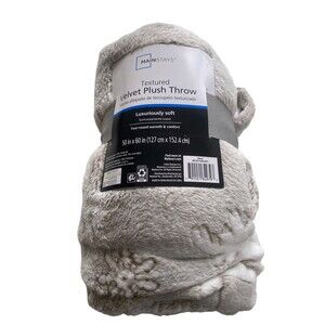 Mainstays Textured Velvet Plush Throw White/Tan Moose Luxuriously Soft 50X60